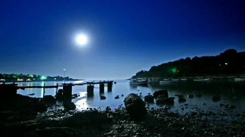 Moon decending 2 Stock Footage 877137