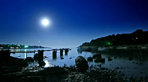 Moon decending Stock Footage 877156