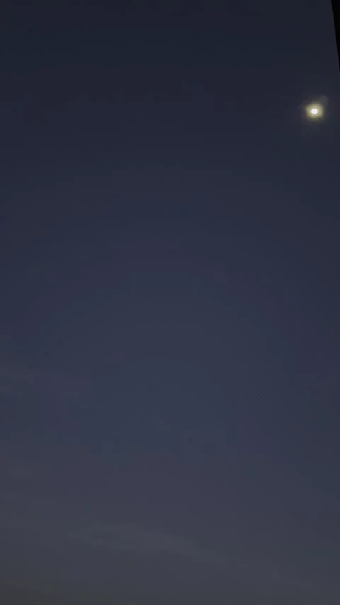 Moon in Deep Blue Evening Sky Stock Footage 344601238