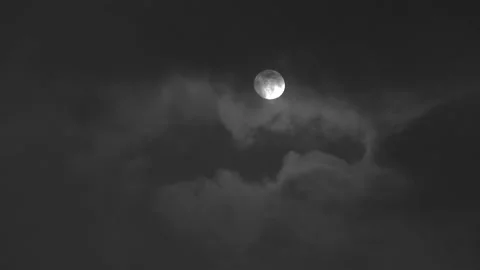 Moon Disappearing Behind Clouds Night Sky Stock Footage 157293655