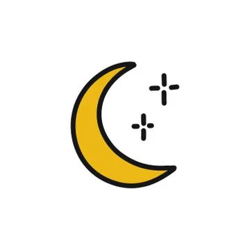 Moon doodle icon, vector color line illustration Illustrazione stock