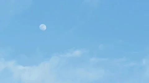 Moon during the day with airplane Video stock 10920818