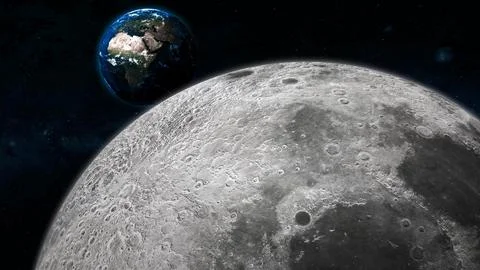 Moon earth view in the galaxy Stock Illustration