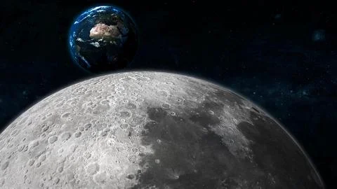 Moon earth view on space Stock Illustration