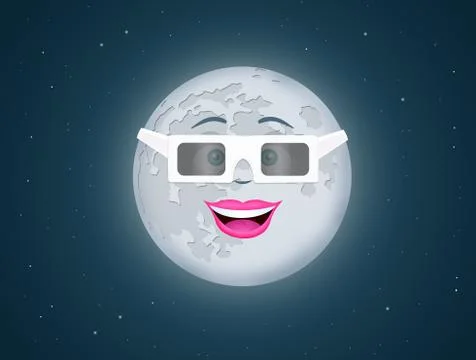 Moon eclipse with funny face 스톡 일러스트
