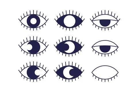 Moon eclipse inside eye. Esoteric, occult or spiritual symbol. 스톡 일러스트