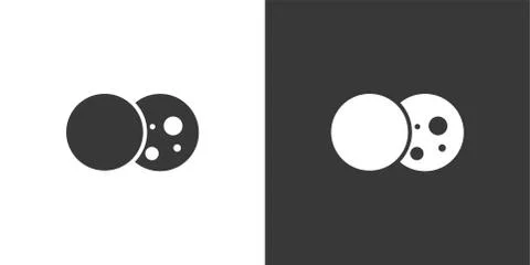 Moon eclipse. Isolated icon on black and white background. Weather vector ill Ilustração Stock