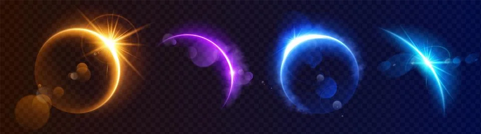 Moon eclipse light flare horizon space background Stock Illustration