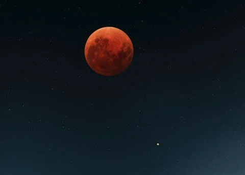 Moon Eclipse with Mars Stock Photos