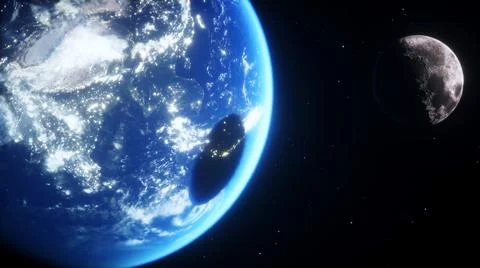 Moon eclipse in outer space. 3d rendering. Stock Illustration