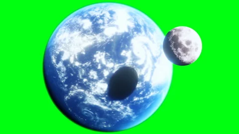 Moon eclipse in outer space. Green screen 4k footage. Video stock 201574039