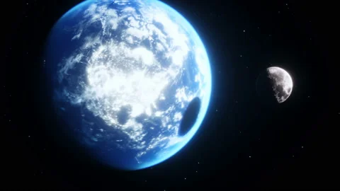 Moon eclipse in outer space. Realistic 4k animatin. Stock Footage 201573602