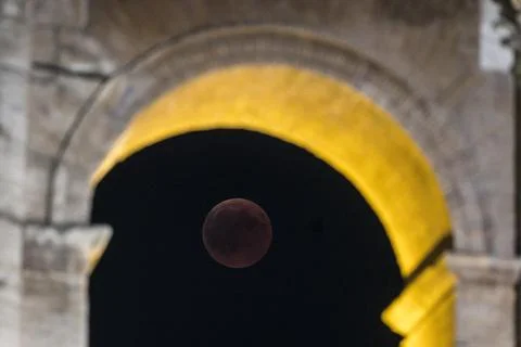 Moon eclipse in Rome, Italy - 27 Jul 2018 Fotos Stock