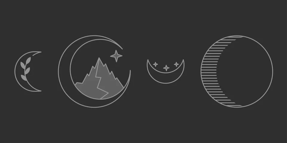 Moon with elements vector illustration Stock Illustration