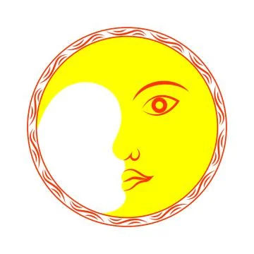Moon. Face character. Isolated on a white background 스톡 일러스트