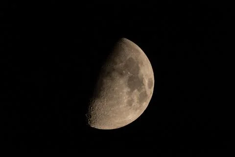 Moon In First Quarter Phase Stock Photos