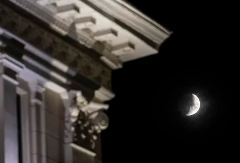 The moon in first quarter Stock Photos