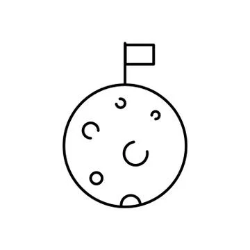 Moon with flag icon element of space icon for mobile concept and web apps. Th Stock Illustration