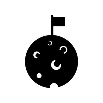 Moon with flag icon element of space icon for mobile concept and web apps. Th Stock Illustration