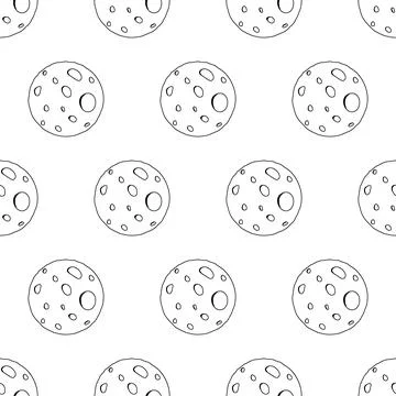 Moon in flat dasign style. Seamless pattern. Night space astronomy and nature. Stock Illustration