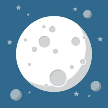Moon in flat design style Stock Illustration