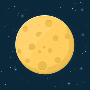 Moon in flat design style. Stock Illustration