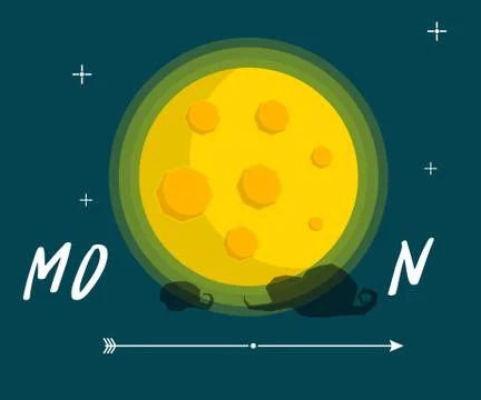 Moon Flat Design Vector Illustration Stock Illustration