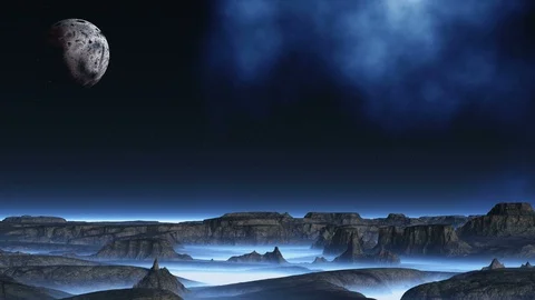The Moon Flew Over Alien Planet Видео 91115361