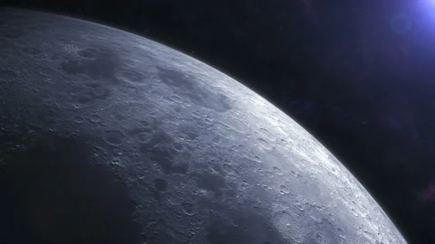 Moon fly orbit seen from space. Two shots included in the same video. Stock Footage 94074205