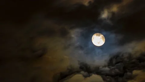 Moon flying through the clouds, time lapse. Stock Footage 170624204