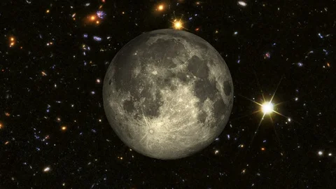 Moon Flying through the Universe Stock Footage 107135124