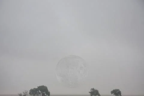 Moon in fog Stock Photos
