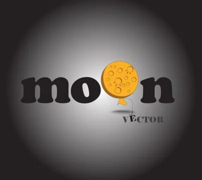Moon fonts logo vector on dark background. Stock Illustration