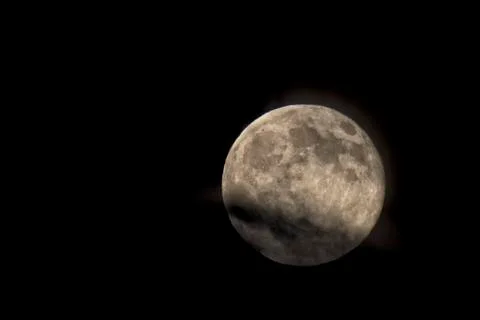 Moon full on black sky background Foto stock