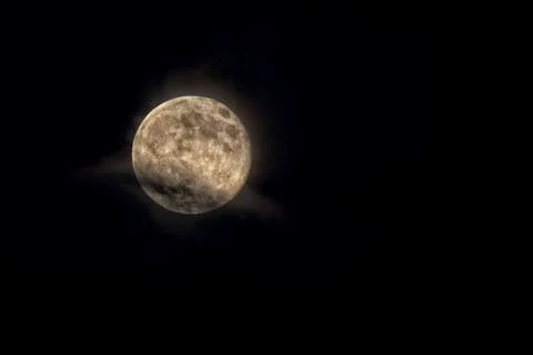 Moon full on black sky background Foto stock