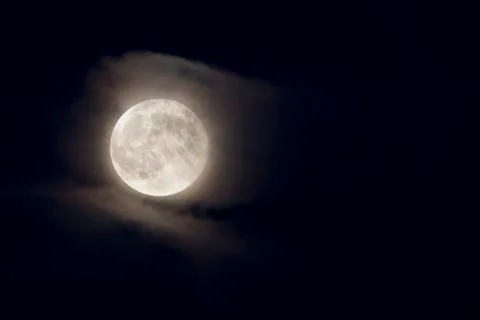 Moon full on black sky background Foto stock