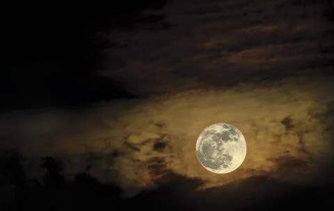 Moon full on black sky background Foto stock