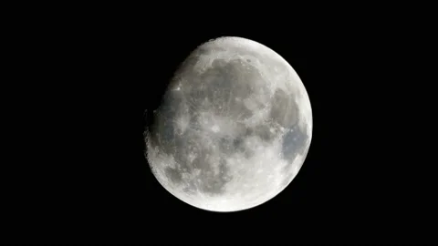 The Moon in full brightness, orbiting slowly in a high quality animation Stock Footage 217666840