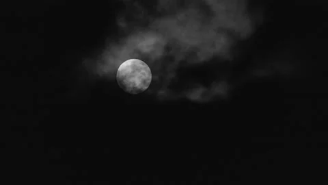 Moon full at night. Clouds and black sky Stock Footage 218407264