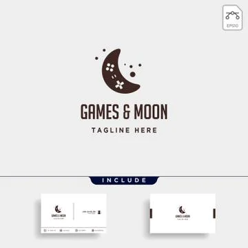 Moon game logo design template vector illustration icon element Illustrazione stock