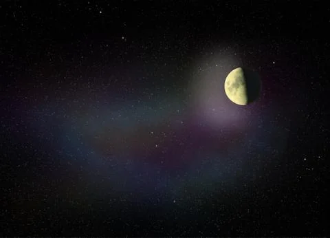 Moon glowing in the dark night sky Ilustração Stock