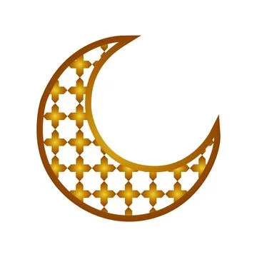 Moon with gold arabic pattern clipping mask technique Stockillustratie