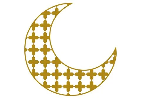 Moon with gold arabic pattern Stock Illustration