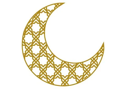 Moon with gold arabic pattern Stock Illustration