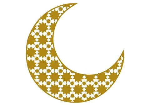 Moon with gold arabic pattern Stock Illustration