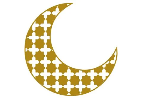 Moon with gold arabic pattern Stock Illustration