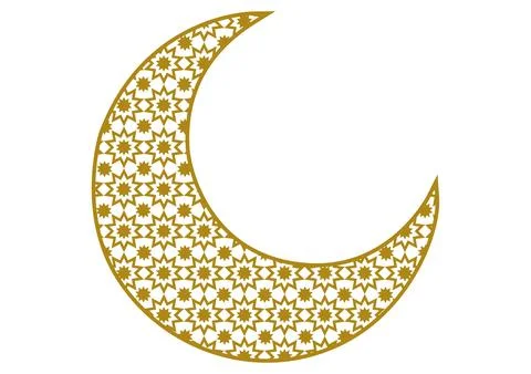 Moon with gold arabic pattern Stock Illustration