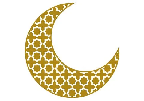 Moon with gold arabic pattern Stock Illustration