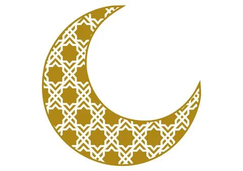 Moon with gold arabic pattern Stock Illustration
