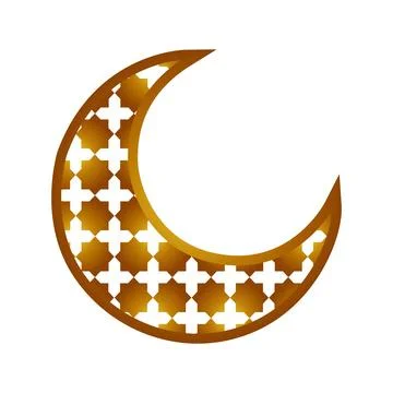Moon with gold arabic pattern on white background Stockillustratie